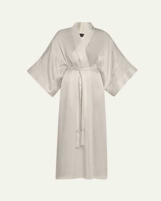 Lolita Lace-Trim Silk Charmeuse Robe